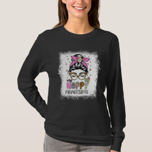 Bleached One Hoppy Paraprofessional Bunny Easter D T-Shirt