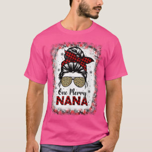 Bleached One Merry Nana Messy Bun Buffalo Leopard T-Shirt