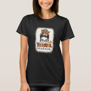 Bleached One Thankful Bonus Mum Messy Bun Thanksgi T-Shirt