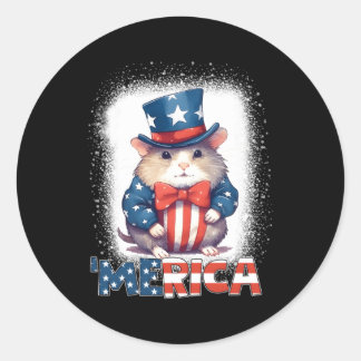 Bleached Patriotic Guinea Pig 4Th Of July Firework Classic Round Sticker