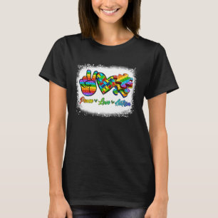 Bleached Peace Love Autism Awareness Pop It Fidget T-Shirt