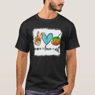 Bleached Peace Love Painting Palette Teacher T-Shirt