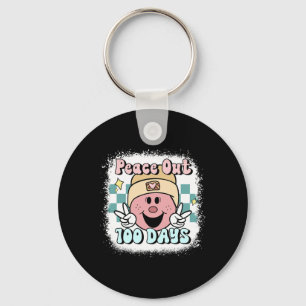 Bleached Peace Out 100 Days Of School Smile Face 1 Key Ring