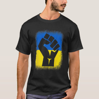 Bleached S Fist Flag I Stand With Ukraine Solidari T-Shirt