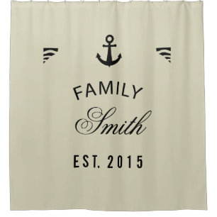 Bleached Sand Family Name Anchor Personalised Shower Curtain