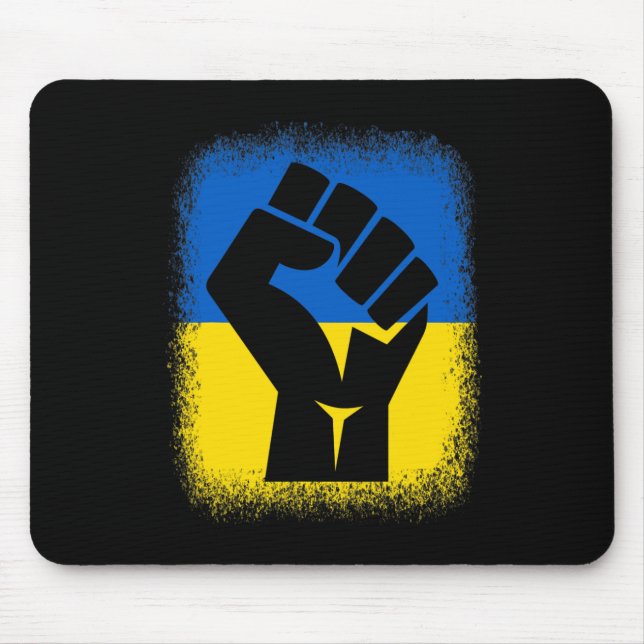 Bleached Shirts Fist Flag I Stand With Ukraine Sol Mouse Mat (Front)