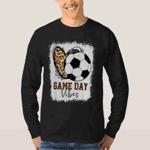 Bleached Soccer Game Day Vibes Leopard Soccer Mum T-Shirt
