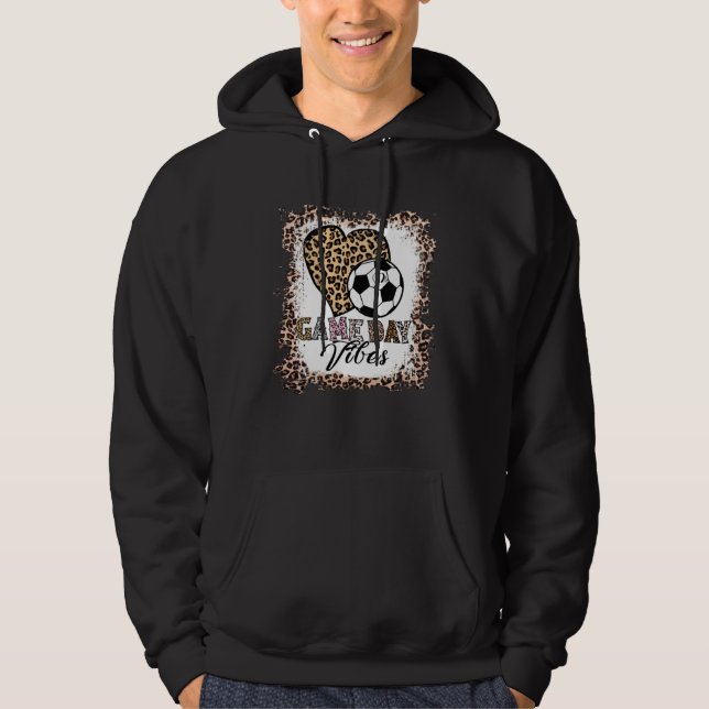 Bleached Soccer Game Day Vibes Soccer Mom Leopard Hoodie (Front)