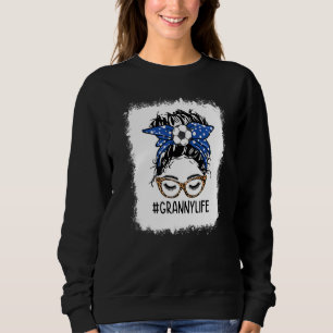 Bleached Soccer Granny Life Leopard Messy Bun Moth Sweatshirt