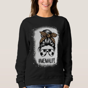 Bleached Soccer Mema Life Leopard Messy Bun Mother Sweatshirt