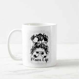 Bleached Soccer Mum Shirt Soccer Ball Messy Bun Mo Coffee Mug