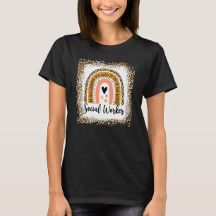 Bleached Social Worker Leopard Rainbow  Work Love T-Shirt