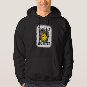 Bleached Softball Auntie Leopard Game Day Aunt Mot Hoodie