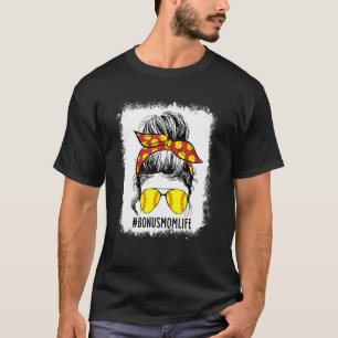 Bleached Softball Bonus Mum Game Day Bonus Mum Mot T-Shirt