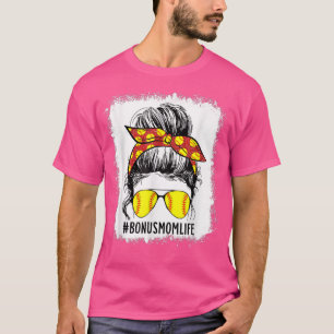 Bleached Softball Bonus Mum Game Day Bonus Mum Mot T-Shirt