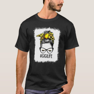 Bleached Softball Gigi Life Leopard Messy Bun Moth T-Shirt