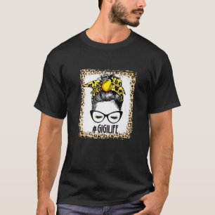Bleached Softball Gigi Messy Bun Game Day Mothers T-Shirt