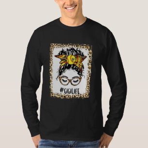 Bleached Softball Gigi Messy Bun Game Day Mothers T-Shirt