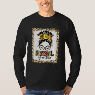 Bleached Softball Grandma Messy Bun Game Day Mothe T-Shirt