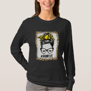 Bleached Softball Granny Messy Bun Game Day Mother T-Shirt