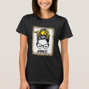 Bleached Softball Mimi Messy Bun Game Day Mothers T-Shirt