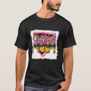 Bleached Softball Mum Leopard Funny Softball Mum M T-Shirt