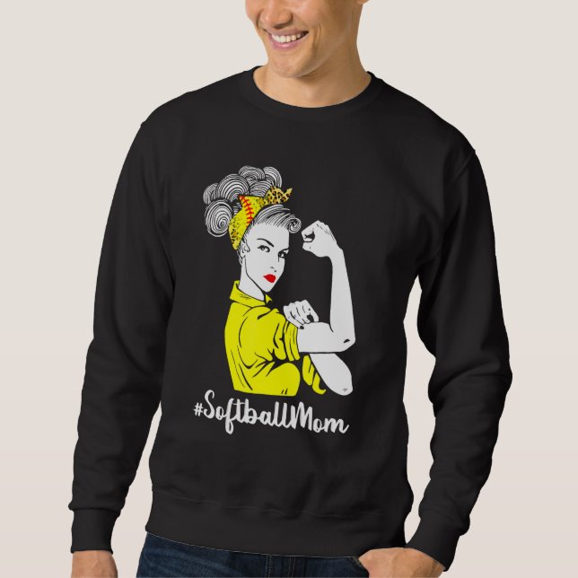 Bleached Softball Mum Life With Leopard And Messy  Sweatshirt (Front)