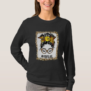 Bleached Softball Mum Messy Bun Game Day Mothers D T-Shirt