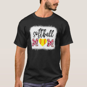 Bleached Softball Mum Softball Game Day Vibes Moth T-Shirt