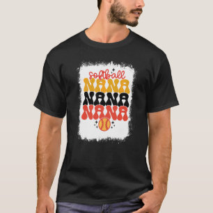 Bleached Softball Nana Retro Softball Mum Mothers T-Shirt