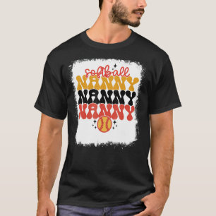 Bleached Softball Nanny Retro Softball Mum  Mother T-Shirt