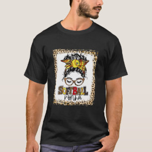Bleached Softball Nonna Messy Bun Game Day Mothers T-Shirt