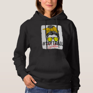 Bleached Softball Sister Messy Bun Mum Life Mother Hoodie