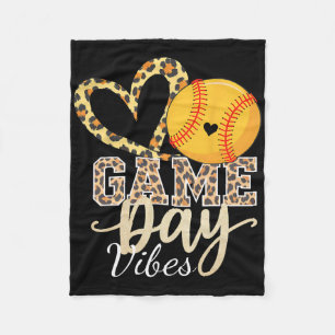 Bleached Softll Game Day Vibes Leopard Heart Headn Fleece Blanket