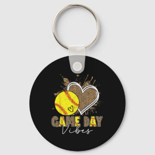 Bleached Softll Game Day Vibes Leopard Heart Headn Key Ring