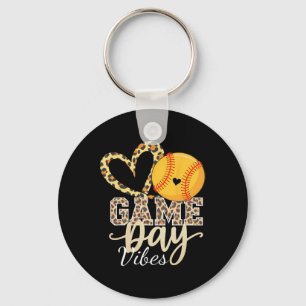 Bleached Softll Game Day Vibes Leopard Heart Headn Key Ring