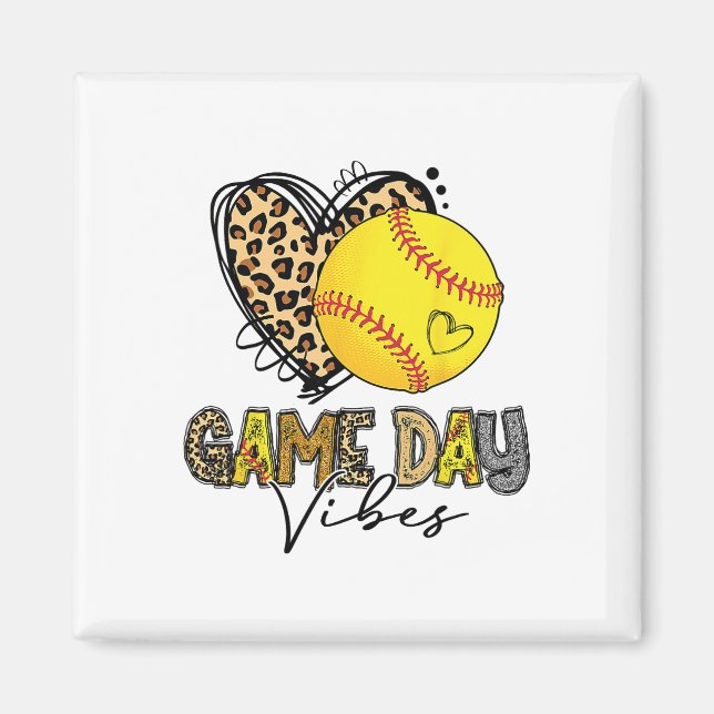 Bleached Softll Game Day Vibes Leopard Heart Headn Magnet (Front)