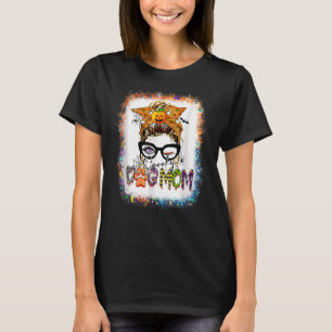 Bleached Spooky Dog Mom Messy Bun Halloween Dog Ma T-Shirt