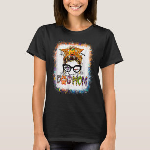 Bleached Spooky Dog Mum Messy Bun Halloween Dog Ma T-Shirt