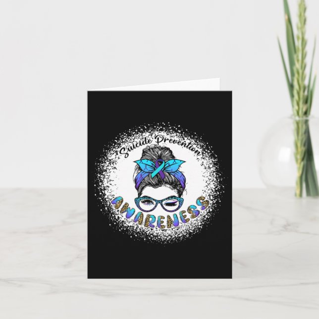 Bleached Suicide Prevention Awareness Messy Bun Gi Card (Front)