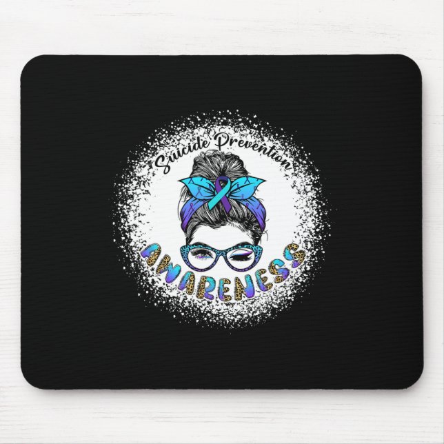 Bleached Suicide Prevention Awareness Messy Bun Gi Mouse Mat (Front)