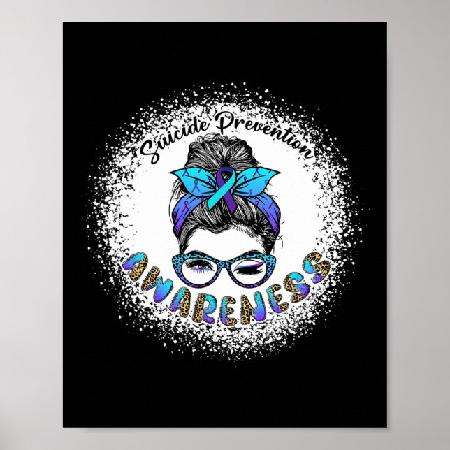 Bleached Suicide Prevention Awareness Messy Bun Gi Poster (Front)