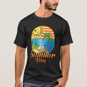 Bleached Summer Vibes Palm Tree Hello Summertime B T-Shirt