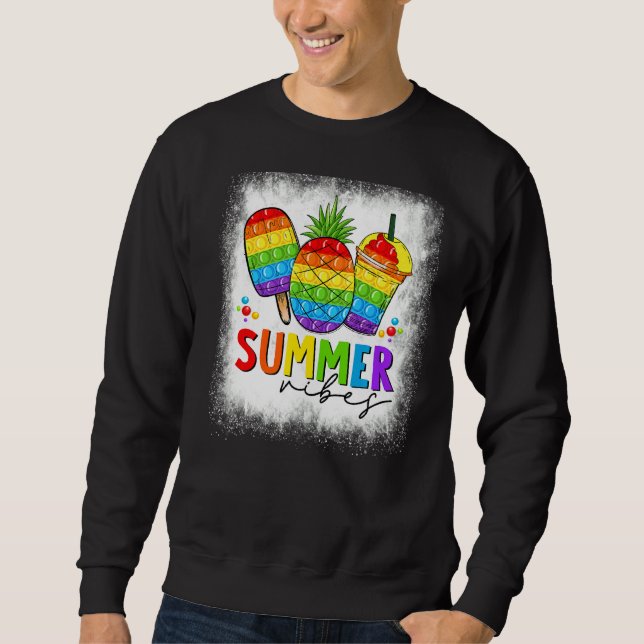 Bleached Summer Vibes Poppin Rainbow Pineapple Hol Sweatshirt (Front)