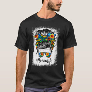 Bleached Sunflowers Nonna Life Messy Hair Bun T-Shirt