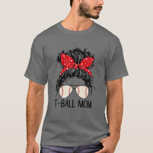 Bleached T Ball Baseball Mum Life Leopard Messy Bu T-Shirt