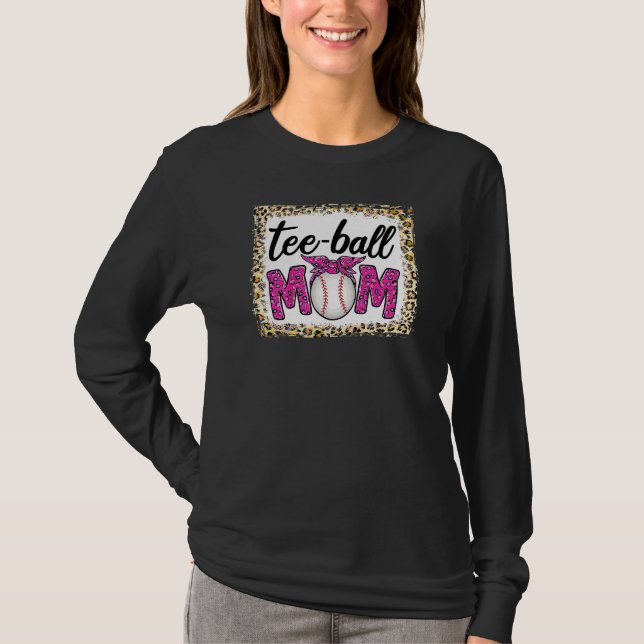 Bleached Teeball Mum Leopard  Teeball Mum Mother's T-Shirt (Front)