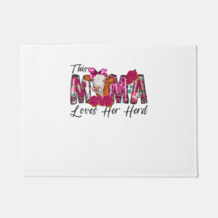 Bleached This Mama Loves Her Herd Mother's Day Cow Doormat