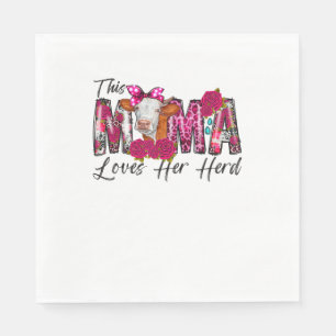 Bleached This Mama Loves Her Herd Mother's Day Cow Napkin