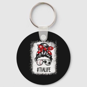 Bleached Tia Life Soccer Messy Bun Sell Game Day  Key Ring